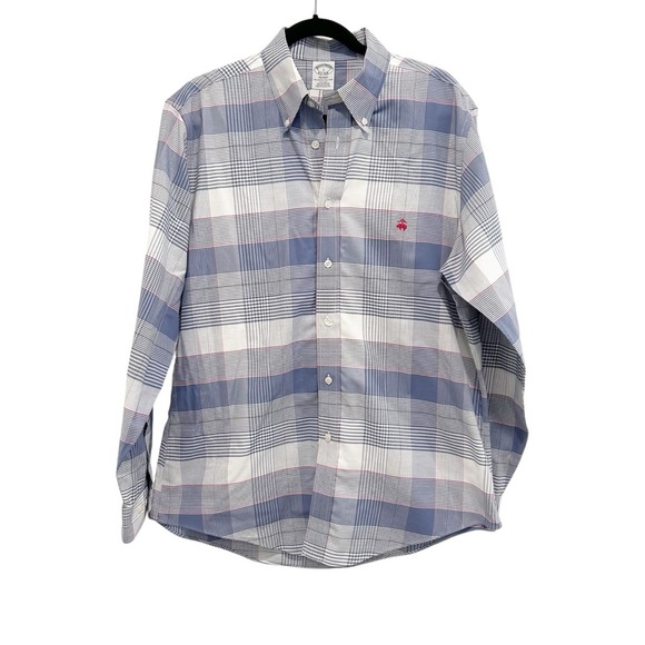Brooks Brothers Other - Brooks Brothers Shirt Men's Size Large Regent Blue White Tartan Plaid Supima